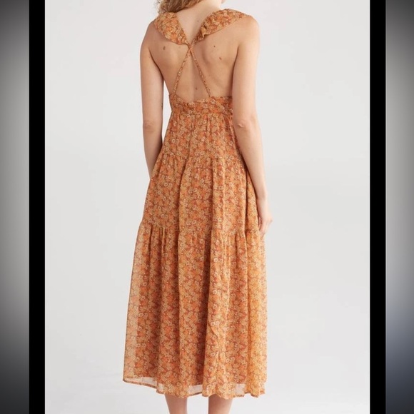 Madewell Floral Maxi Dress in Orange and Brown - Picture 2 of 5